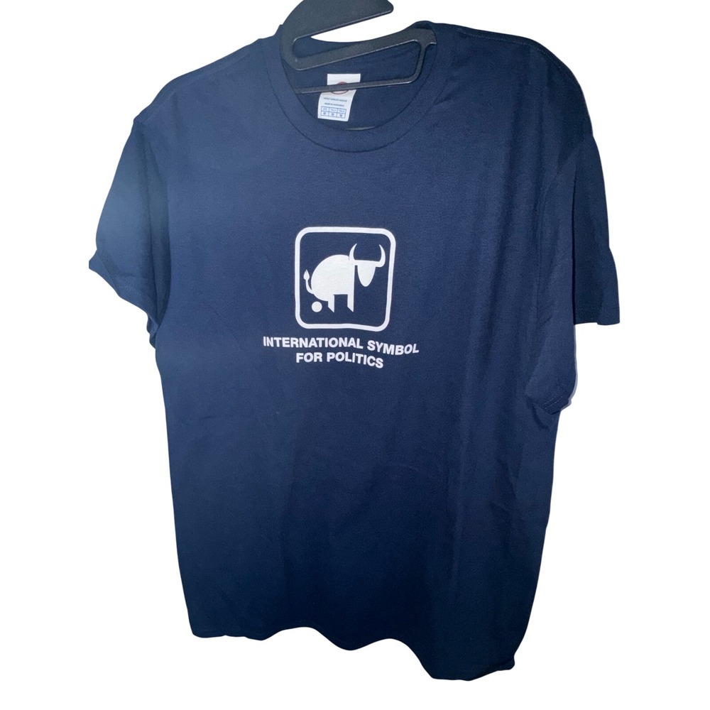 Delta Pro Weight Mens‎ Navy Blue International Symbol for Politics Graphic Tee M